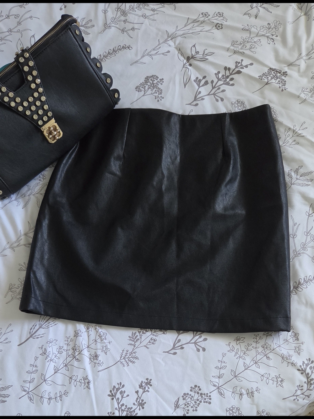 Black Faux Leather Mini Skirt - Women